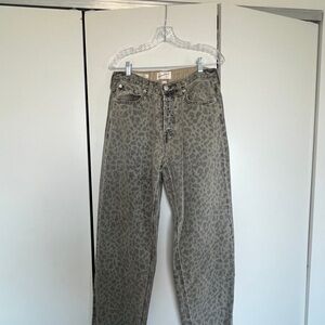 Universal Thread Gray Leopard Print Flare Jeans